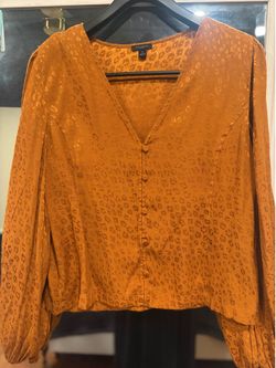 Ann Taylor Button-Front V-Neck Blouse XL