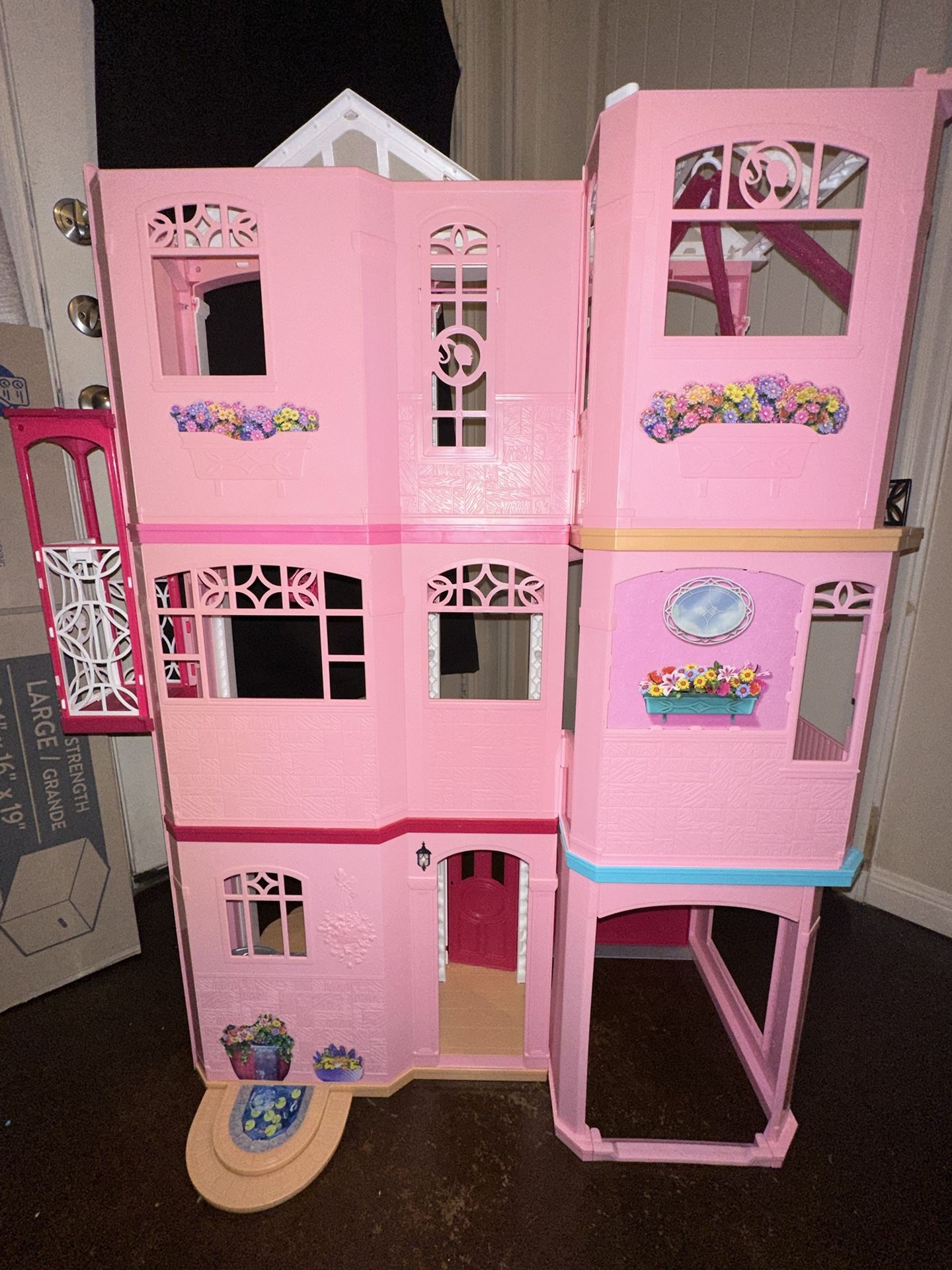 ✅New Mattel Barbie 3 Story Pink Furnished Doll Town house Dreamhouse  Townhouse✅✅