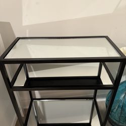 Black Metal & Glass 3-Tier Console / Entryway Shelf – Modern Decor