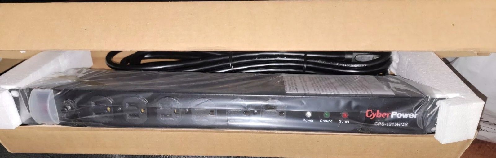 CyberPower CPS1215RMS Rackmount Surge Protector, 120V/15A, 12 Outlets, 15' Cable