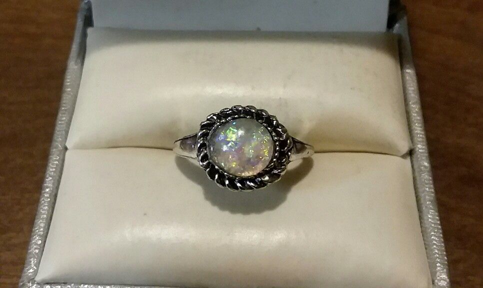 Brand New Fashion Silver Opal Braided Ringm