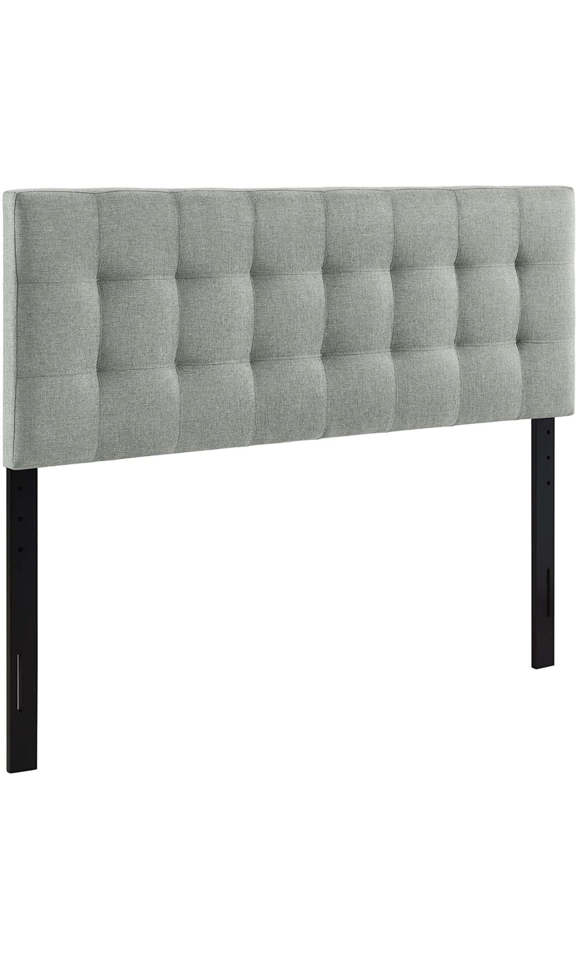 Tufted Linen Fabric Upholstered Queen Headboard in Gray