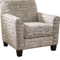 Signature Design by Ashley Alenya Upholstered Script Print Accent Chair, Beige