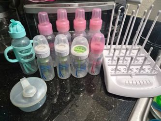 Baby Bottles and Drying Rack