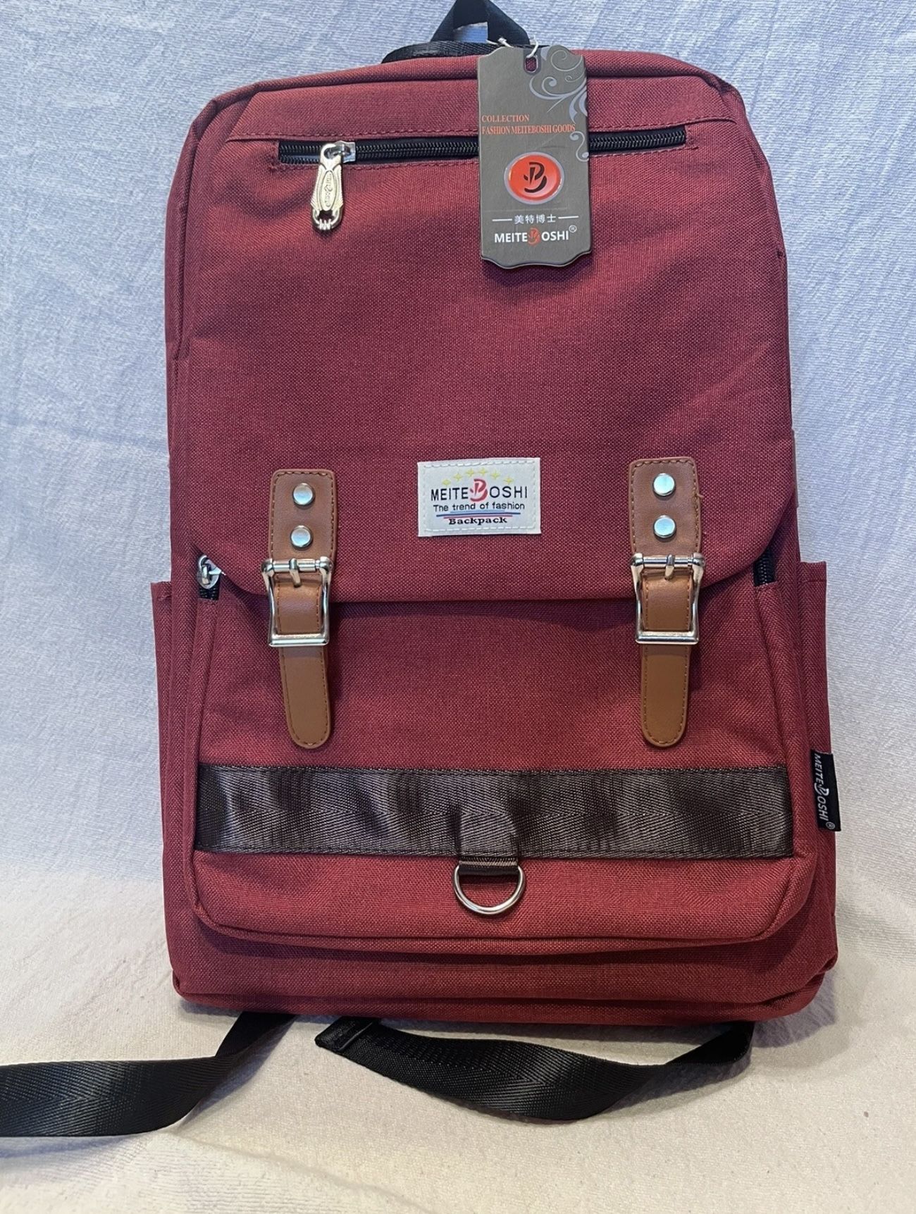 MEITE BOSHI large backpack leather straps multiple pockets