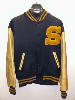 Vintage Varsity Letterman Jacket Navy Gold