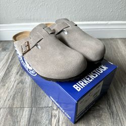 Birkenstocks Boston Soft Footbed Clog Grey Shade Taupe