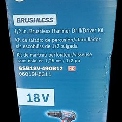 Bosch 18V EC Brushless 1/2 In. Hammer Drill/Driver Kit New Sealed