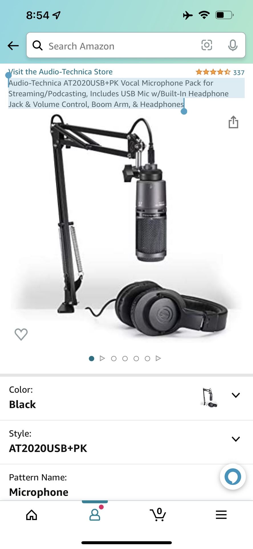 Audio-Technica AT2020USB+PK Vocal Microphone Pack for Streaming/Podcasting, Includes USB Mic w/Built-In Headphone Jack & Volume Control, Boom Arm, & H
