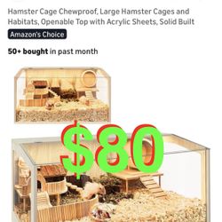 Hamster Cage Chewproof, Large Hamster Cages and Habitats, Openable Top with Acrylic Sheets, Solid Built