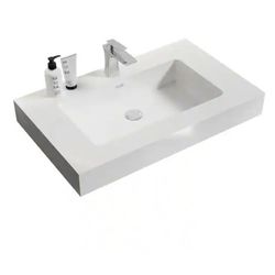 (sink only)Independent Sink Basin Without Drain and Faucet, Single Sink, Bathroom Rectangle Basin (White, 30"W)