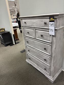 6 Drawer Tall Chest - Whitewashed | Dresser | Tallboy