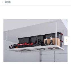 Husky Adjustable Height Overhead Ceiling Mount Garage Rack in White (42 in. H x 96 in. W x 32 in. D) 