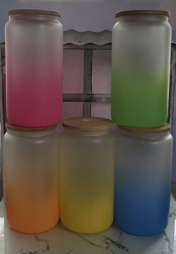 16oz Sublimation Glass Can Cup Frosted Ombre