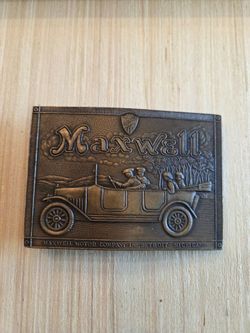 Vintage Maxwell Motor Company Brass Belt Buckle(1987)