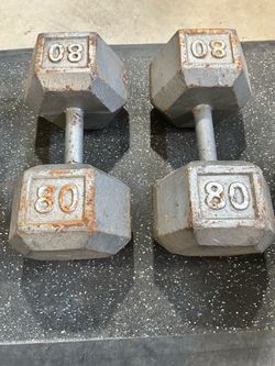 80 lb Cast Iron Hex Dumbbell Pair