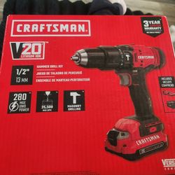 CRAFTSMAN V20 Cordless Hammer Drill Kit, 1/2 inch, 2 Batteries and Charger Included (CMCD711C2)

