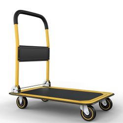New Heavy Duty Foldable Push Cart Dolly | 330 lbs. Capacity | Upgraded Collapsible Hand Truck Folding Platform