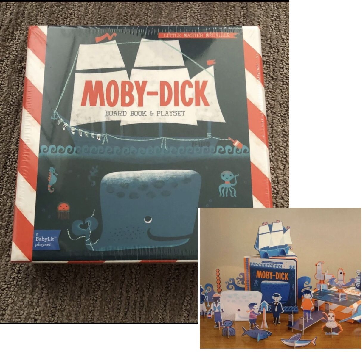 NWT Babylt Moby-Dick Primer Board Book & Play set