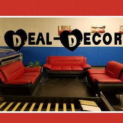 Red/Black 3 Piece Sofa Set 