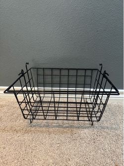Black Metal Wire Storage Basket with Handle