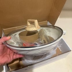 Nonstick Frying Pan Skillet with Lid - 11" White Granite Non Stick Pans, Omelette Pan with Heat-Resistant Handle, Compatible with All Stovetops, PFOA 