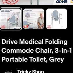 Drive Medical Folding Commode 3 In 1 Portable Toilet