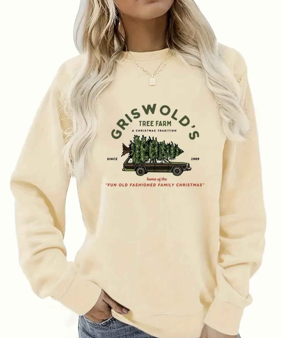 Griswolds Tree Farm Graphic Print Long Sleeve Sweatshirt