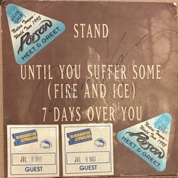 Richie Kotzen Autographed Vinyl Insert With Meet And Greet And Concert Ticket