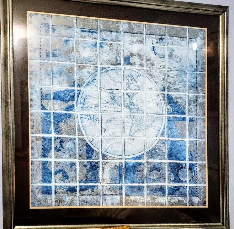 Bronze Framed 48"/48" World Map