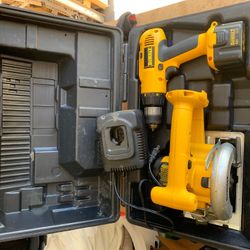 Dewalt circular saw. Cordless drill. Charger and battery