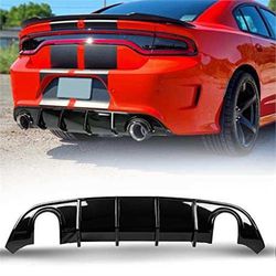 V3 Style Rear Diffuser Compatible with 2015-2023 Charger SRT Rear Lip Bumper Diffuser Glossy Black, 2016 2017 2018 2019 Charger Rear Body Splitter Val