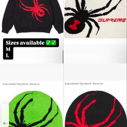 Supreme FW24 Week 18 Supreme®/Spyder® Zip Up Hooded Sweatshirt, Beanie, Balaclava, Gloves, Socks, Difference 6 Panel, Crest Beanie.