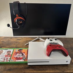 Xbox One S Bundle - Headset, Monitor, Games, Controllers