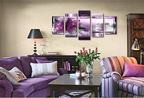 Purple Flower Canvas Wall Art Modern Abstract Floral Print Painting Artwork