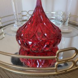 Vtg Shannon Designs Of Ireland Lead Crystal Covered Red Candy Dish Valentine's 