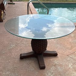 Kitchen Table- Wood Base & Glass