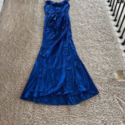 Royal Blue Proms Dress With Slit (Corset At The Rib Area)