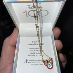 Disney Cubic Zirconia & Pink Enamel Minnie Mouse 18" Pendant Necklace