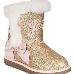 Juicy Couture Toddler Girls Gold Faux Fur Boots Size 8c