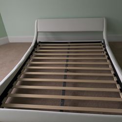 White Faux Leather Queen Bed Frame