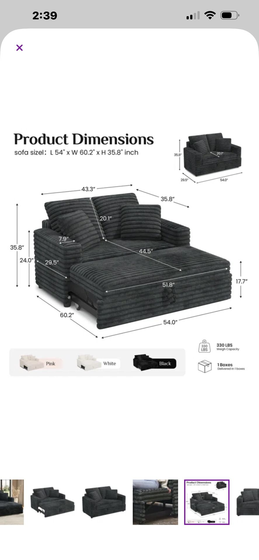 Double Seat Sofa Bed