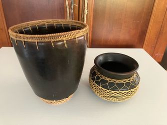 Vases.  Terracotta, brown, vintage, tribal, boho, collectible.  Delray.