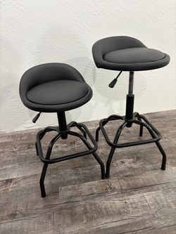 Black Adjustable Bar Stools Set of 2