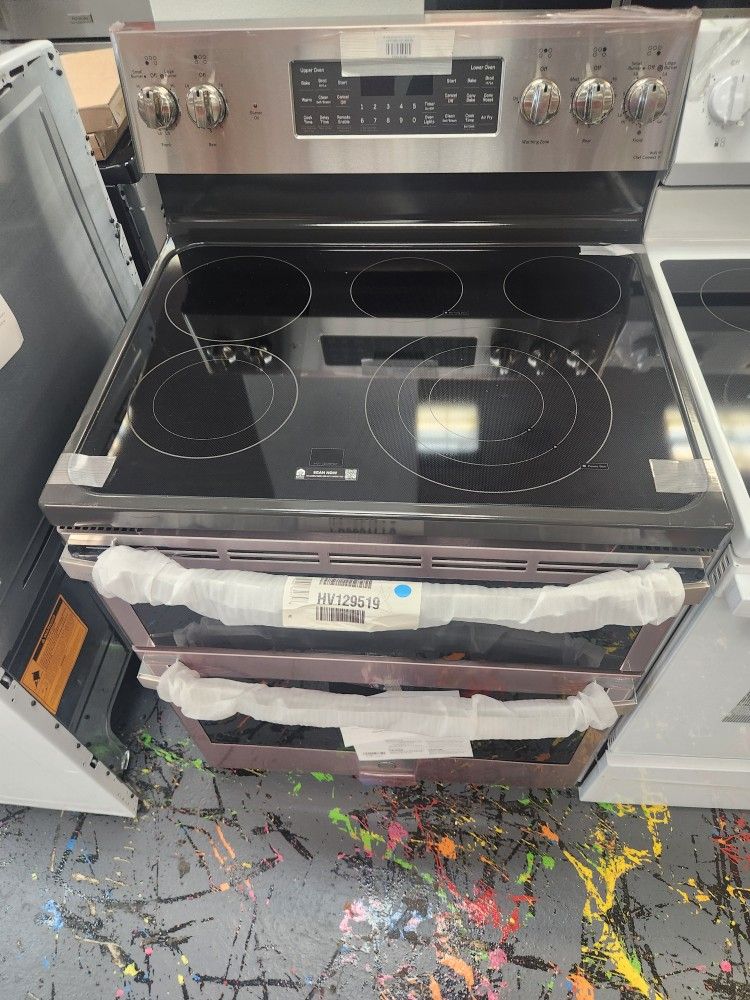 Ge Profile 30 Inch Electric Double Oven Range With Convection And Air Fry PB965YPFS