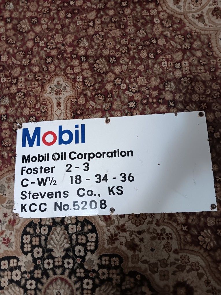 Vintage - 12" x 24" - Mobil Oilfield Lease Porcelain - Sign - Serious Callers