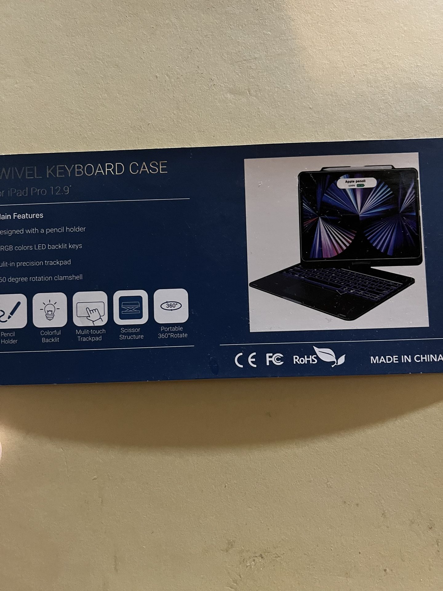 Swivel Keyboard Case For iPad 12.9
