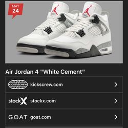 Jordan 4 White Cement 