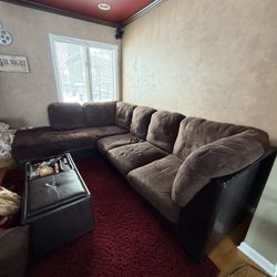 Micro Suede And Leather Sectional 