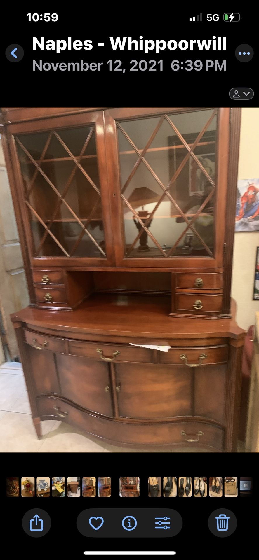 Antique Buffet Table, Real Cherry Lock And Key Beautiful